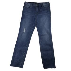 Kut from the Kloth Chrissie Slim Straight Leg Womens 10 Blue Jean - Raw Hem